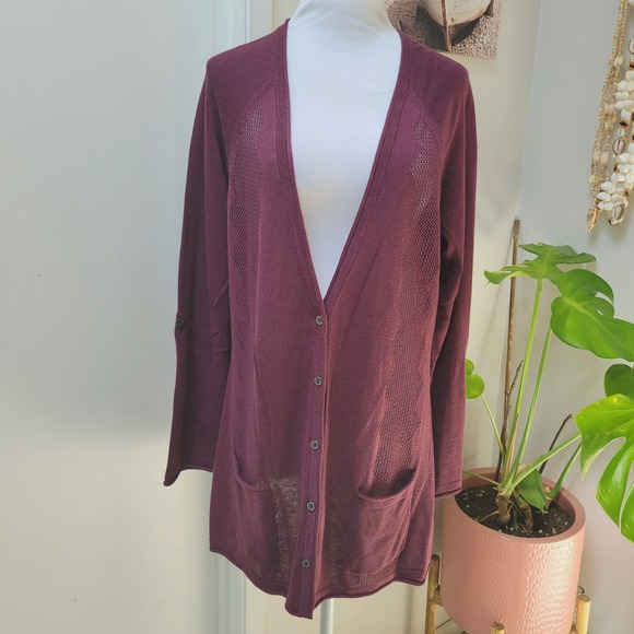 Royal Robbins Calaveras Cardigan Open Front Knit‎ Lightweight Pockets Purple XL - Picture 2 of 6